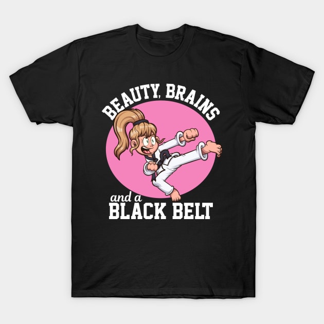 Beauty, Brains And A Black Belt Cartoon T-Shirt by TheMaskedTooner